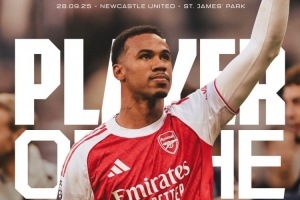 補(bǔ)時(shí)絕殺！加布里埃爾當(dāng)選對陣紐卡一役阿森納隊(duì)內(nèi)最佳球員