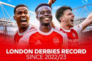 倫敦之王？自22/23賽季槍手倫敦德比87分?jǐn)鄬宇I(lǐng)先，切爾西66分第2