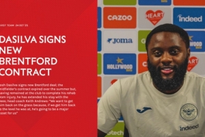 官方：布倫特福德中場達席爾瓦續(xù)約至賽季末，含延長一年的選項