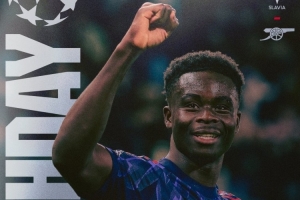 劍指三分！阿森納發(fā)布客戰(zhàn)布拉格斯拉維亞海報(bào)：薩卡單人出鏡